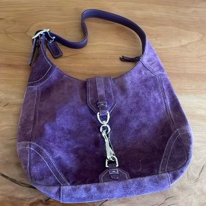 Coach Hamptons Purple Suede Medium Hobo Bag